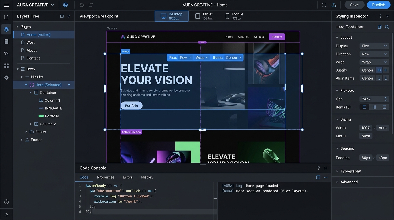 Wix Drag-and-Drop Editor Canvas