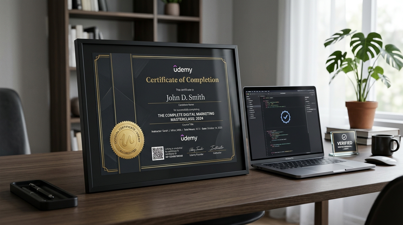 Official Udemy Verifiable Certificate of Completion Mockup