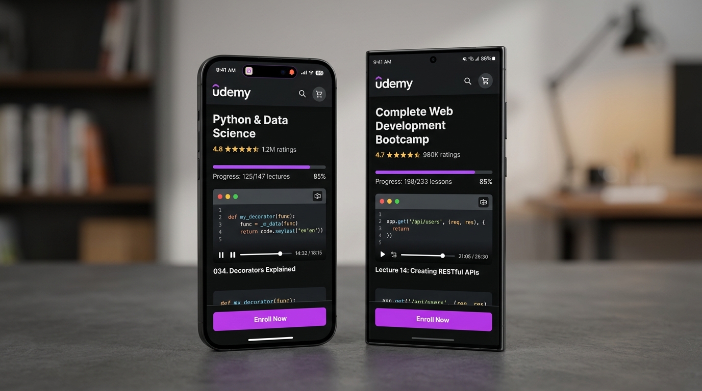 Udemy Accessible Across Desktop, Tablet and Smartphone